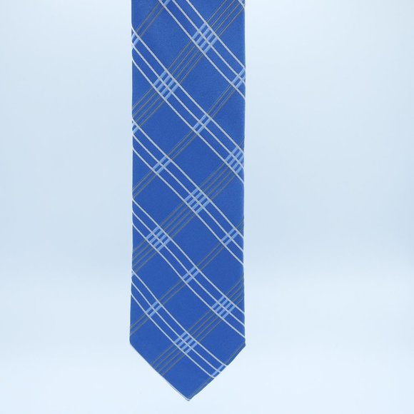 Michael Kors Han Blue Plaid Checkers Neck Tie - Picture 2 of 9